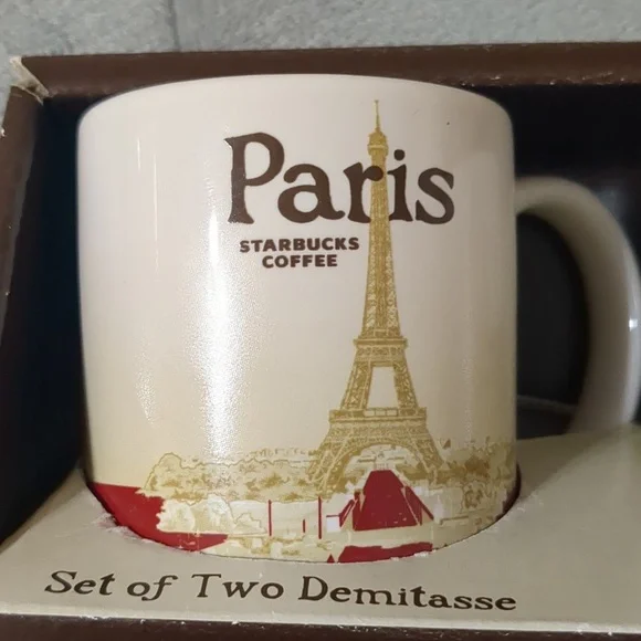 Starbucks Coffee Set Of Two Demitasse - Paris -France 3oz Mini Mug NIB - Picture 3 of 9